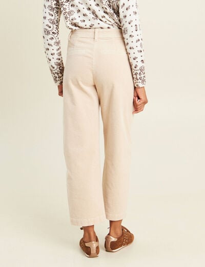 Pantalon large 7/8&egrave;me en velours sable femme
