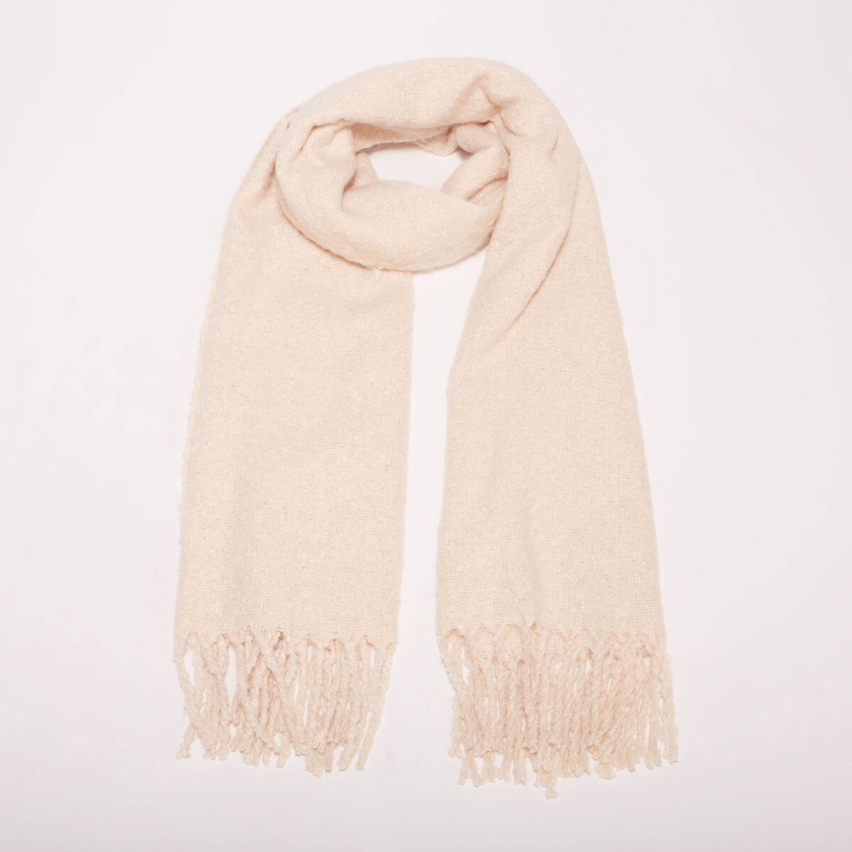 Écharpe à franges creme femme