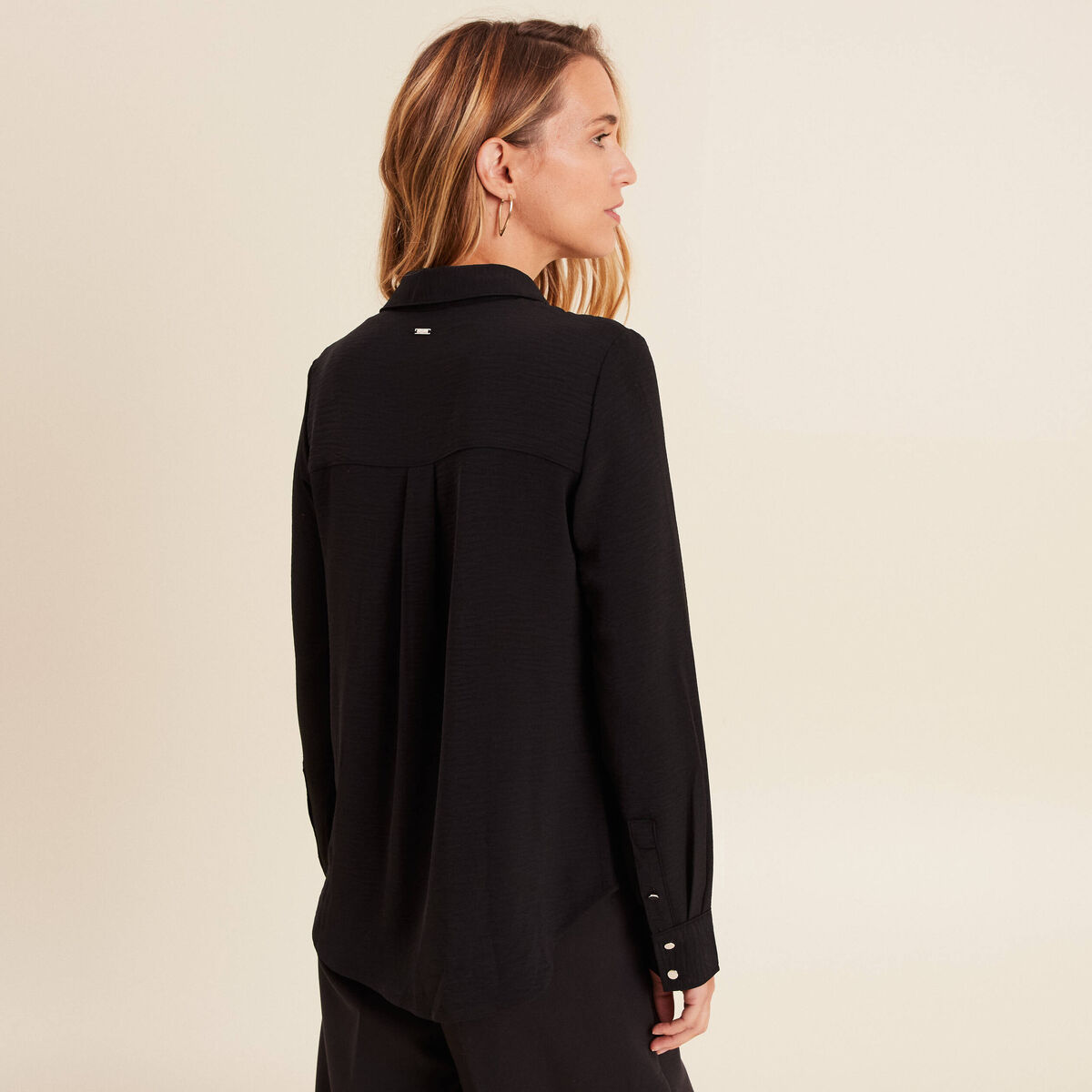 Chemise manches longues noir femme