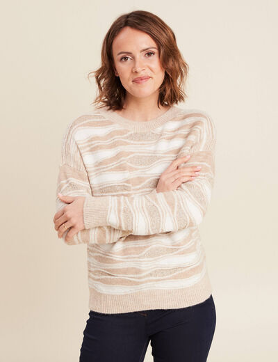 Pull manches longues beige femme