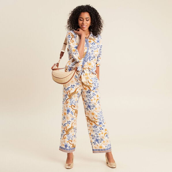 pantalon fluide taille haute bleu femme Pantalon fluide taille haute bleu femme