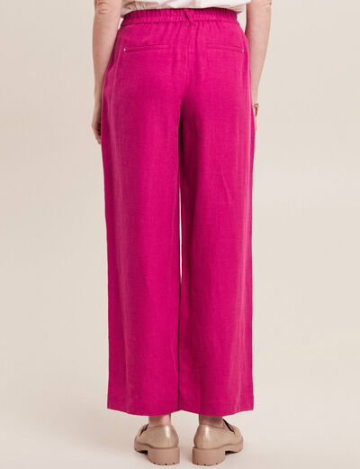Pantalon large fluide rose fushia femme