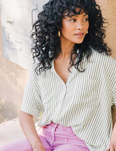 Chemise manches courtes blanc femme