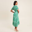 Robe longue évasée fluide vert femme