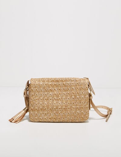 Sac pochette tressé ecru femme