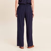 Pantalon large taille haute fluide bleu marine femme