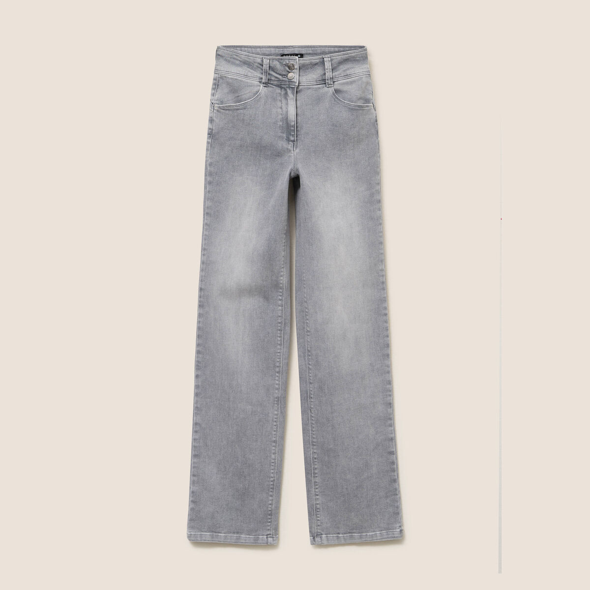 Jean taille haute denim gris clair femme