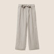 Pantalon large taille haute aspect lin vert clair femme