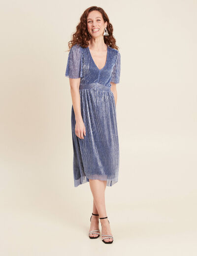 Robe longue évasée bleu ciel femme