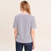 T-shirt droit broderie manches courtes bleu femme