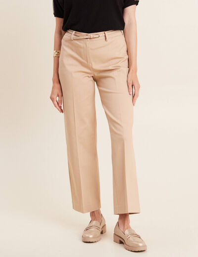 Pantalon flare 7/8ème beige femme