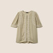 Chemise crêpe broderie col rond vert kaki femme