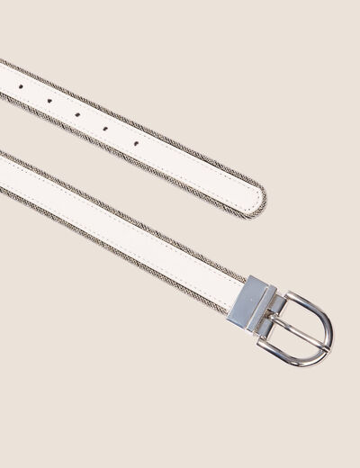 Ceinture réversible à perles ecru femme