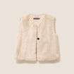 Veste sans manches fausse fourrure ecru femme