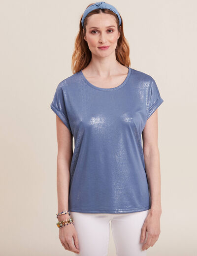 T-shirt manches courtes bleu gris femme