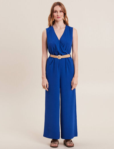 Combinaison pantalon fluide bleu electrique femme