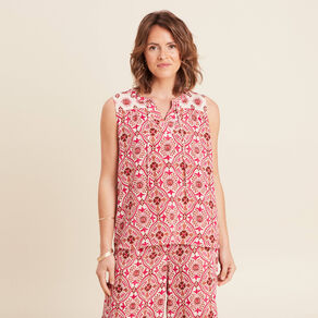 blouse fluide sans manches rose femme Blouse fluide sans manches rose femme