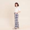 Pantalon fluide taille haute blanc femme