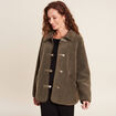 Manteau droit laine mouton vert kaki femme