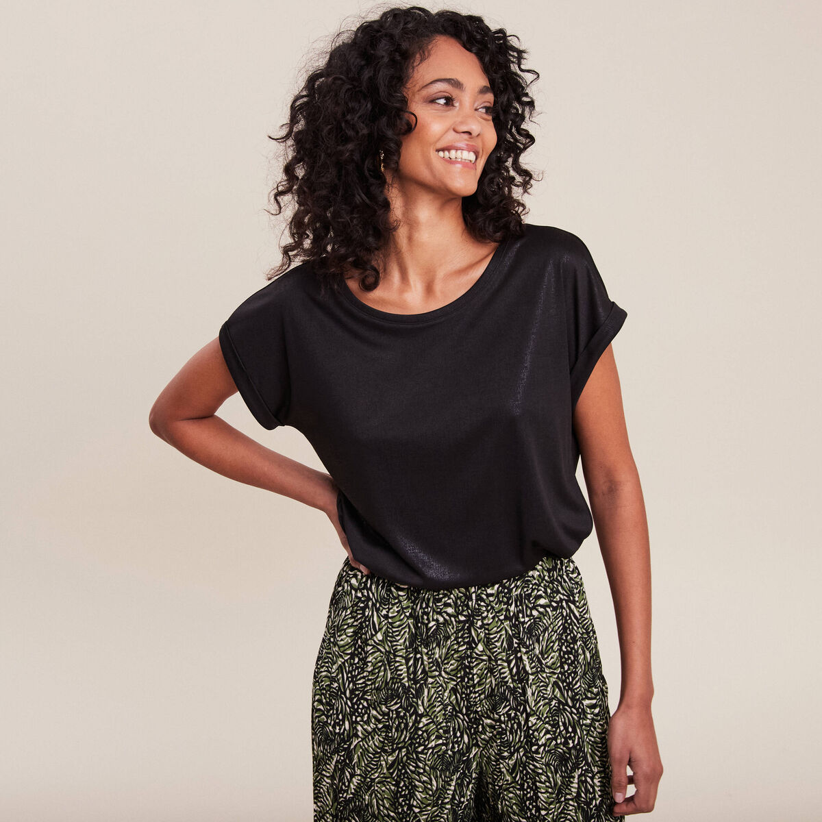 T-shirt manches courtes noir femme
