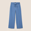 Pantalon coupe large taille haute fluide denim double stone femme