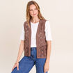 Gilet ajour&eacute; coupe droite courte marron femme