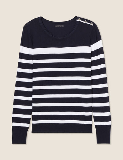 Pull manches longues bleu marine femme