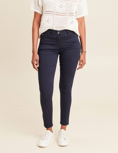 Pantalon léger taille standard 7/8ème bleu marine femme