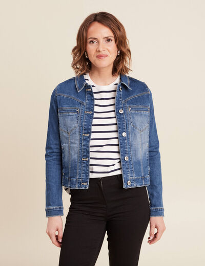 Blouson en jean denim double stone femme