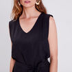 Robe droite ceintur&eacute;e noir femme