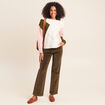 Pull col rond beige femme