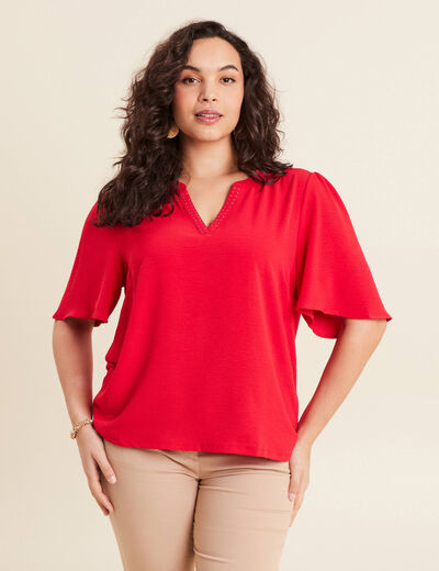 T-shirt manches courtes rouge femme