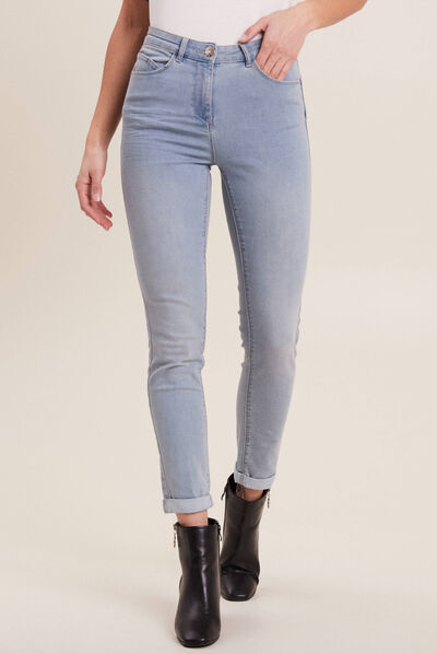 Jeans ajusté taille standard denim baby bleu femme