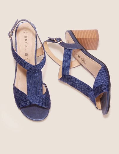 Sandales à talons bottiers bleu marine femme