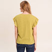 T-shirt col rond manches courtes vert olive femme