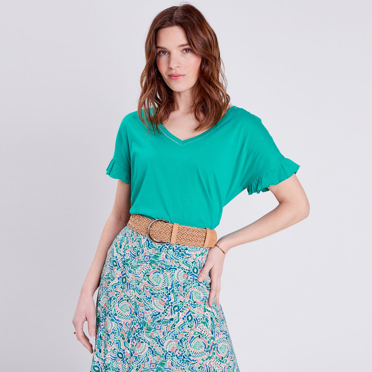 T-shirt manches courtes vert femme