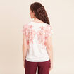 T-shirt col v manches courtes ecru femme