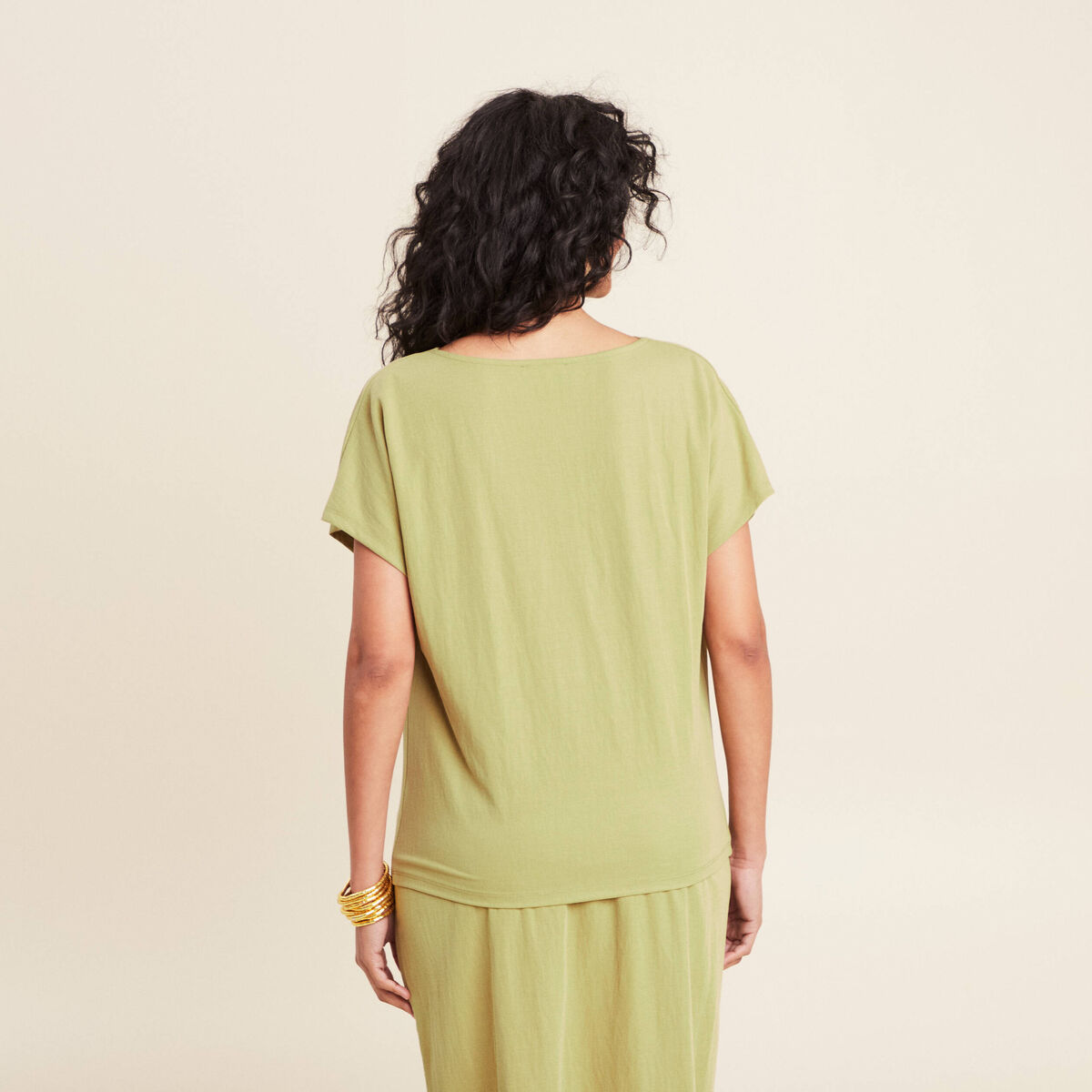 T-shirt manches courtes vert olive femme