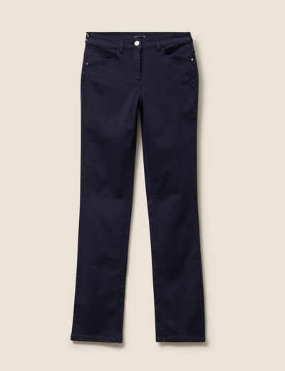 pantalon taille basculée bleu foncé femme