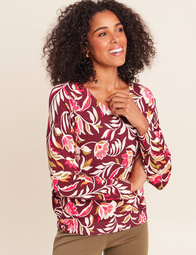 Pull manches longues rose femme