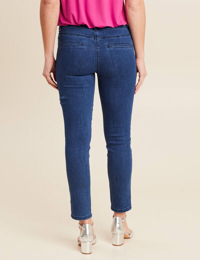 Jean ajusté cargo denim stone femme