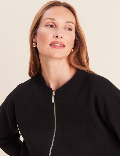 Gilet doubl&eacute; col chemise noir femme
