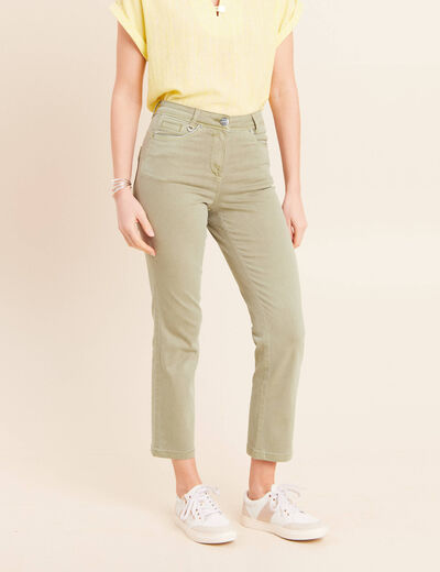 Jean coupe droite 7/8&egrave;me vert clair femme