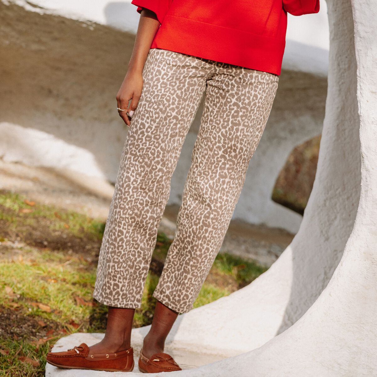 Pantalon magique Le L&eacute;ger coupe barrel beige femme
