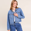 Veste jean manches longues denim double stone femme