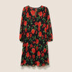 Robe courte &eacute;vas&eacute;e pliss&eacute;e manches 3/4 rouge femme