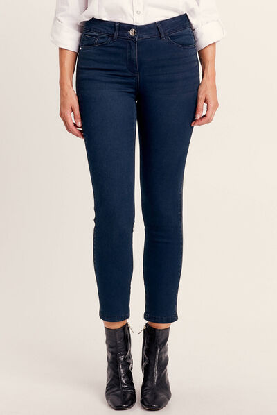 Jean ajusté à sequins denim brut femme