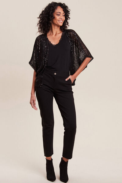 Kimono à sequins noir femme