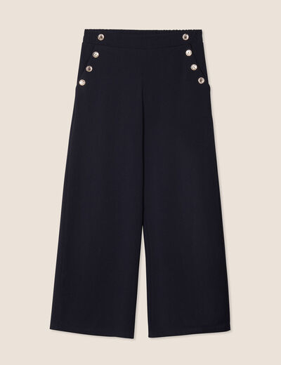 Jeans ajusté taille basculée bleu foncé femme