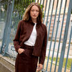 Veste col montant doubl&eacute;e marron fonc&eacute; femme